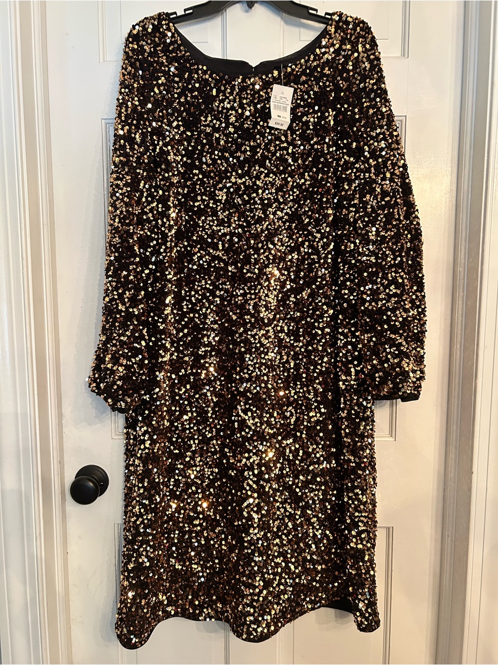 Ashley Stewart Black and Gold Sequin Party Dress 22/24